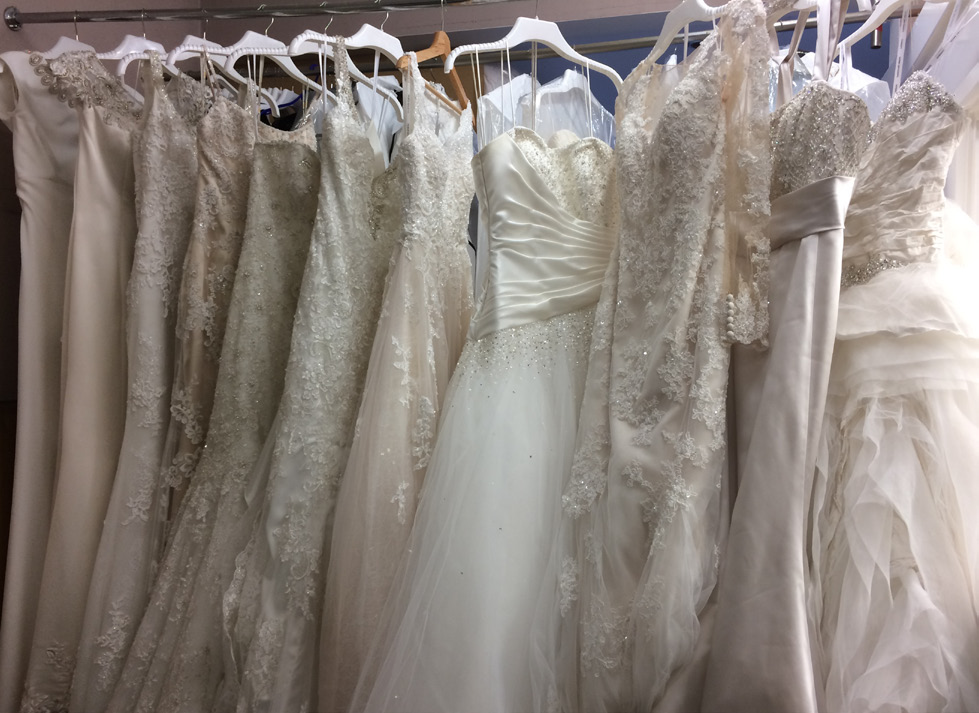 Cleaned and rejuvenated wedding dresses ready to be boxed